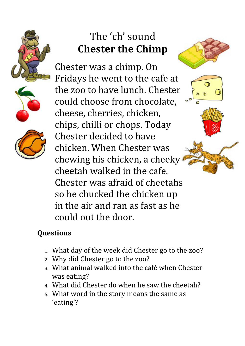 1. What Day of the Week Did Chester Go to the Zoo?