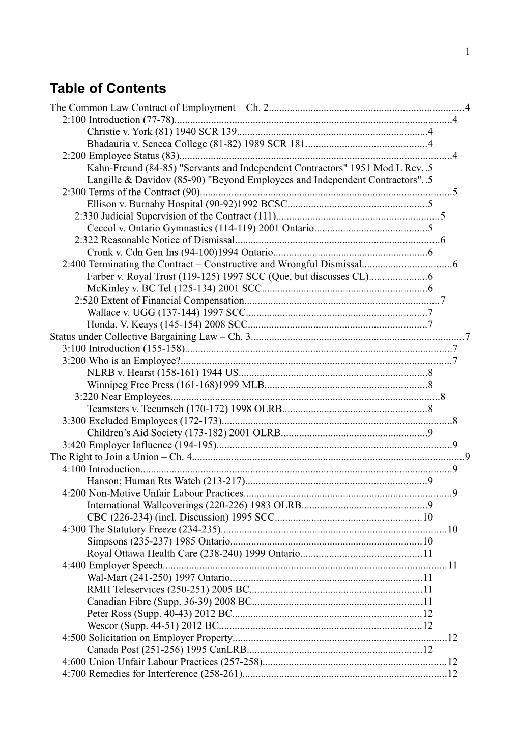 The Common Law Contract of Employment Ch. 2 4