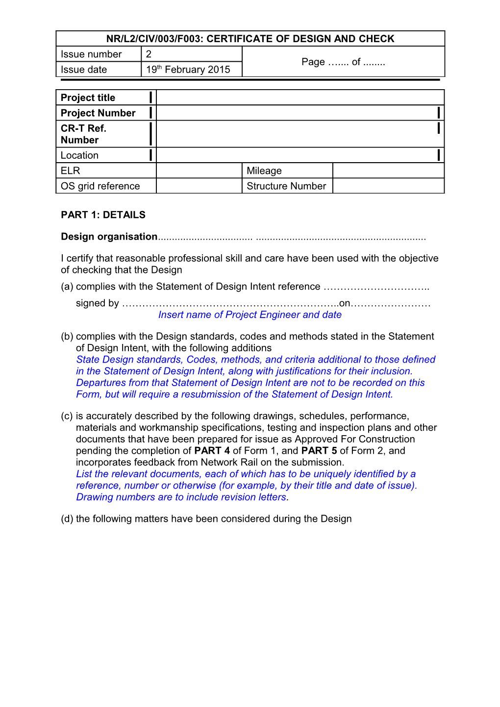 Network Rail Standards