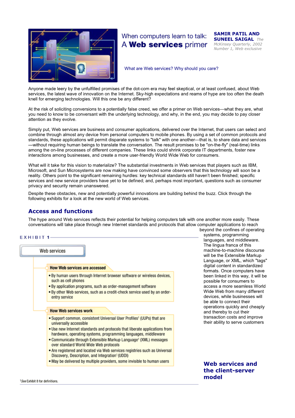 SAMIR PATIL and SUNEEL SAIGAL the Mckinsey Quarterly, 2002 Number 1, Web Exclusive