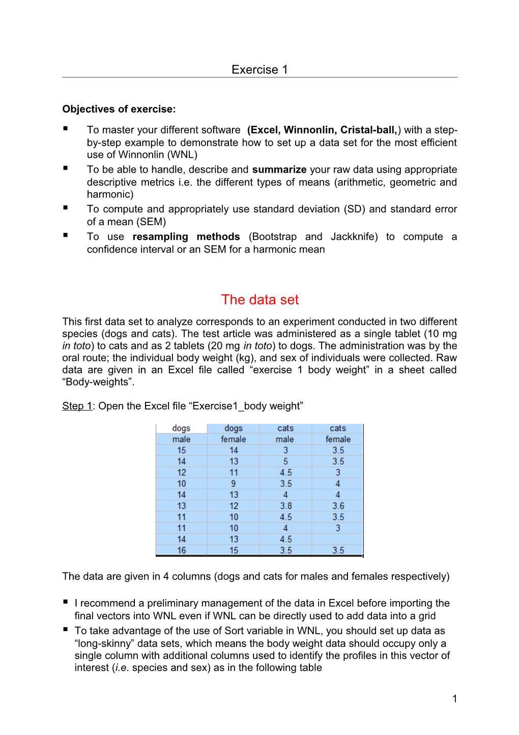 Measures Decribing the Center of Data Distribution