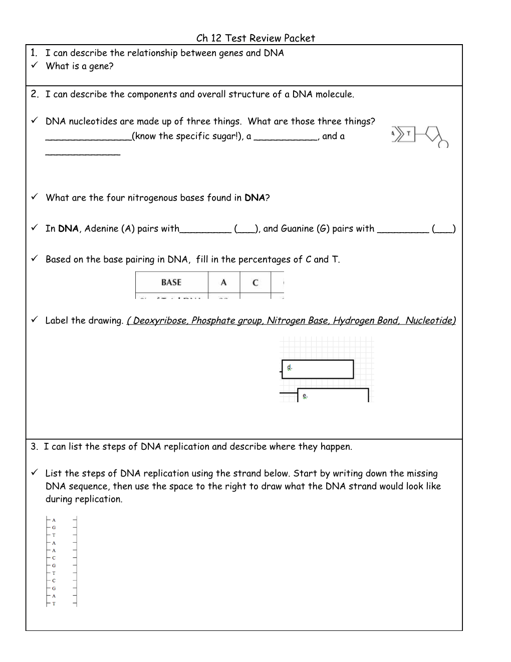 U10: Genetics and Meiosis: Vocabulary and Learning Targets