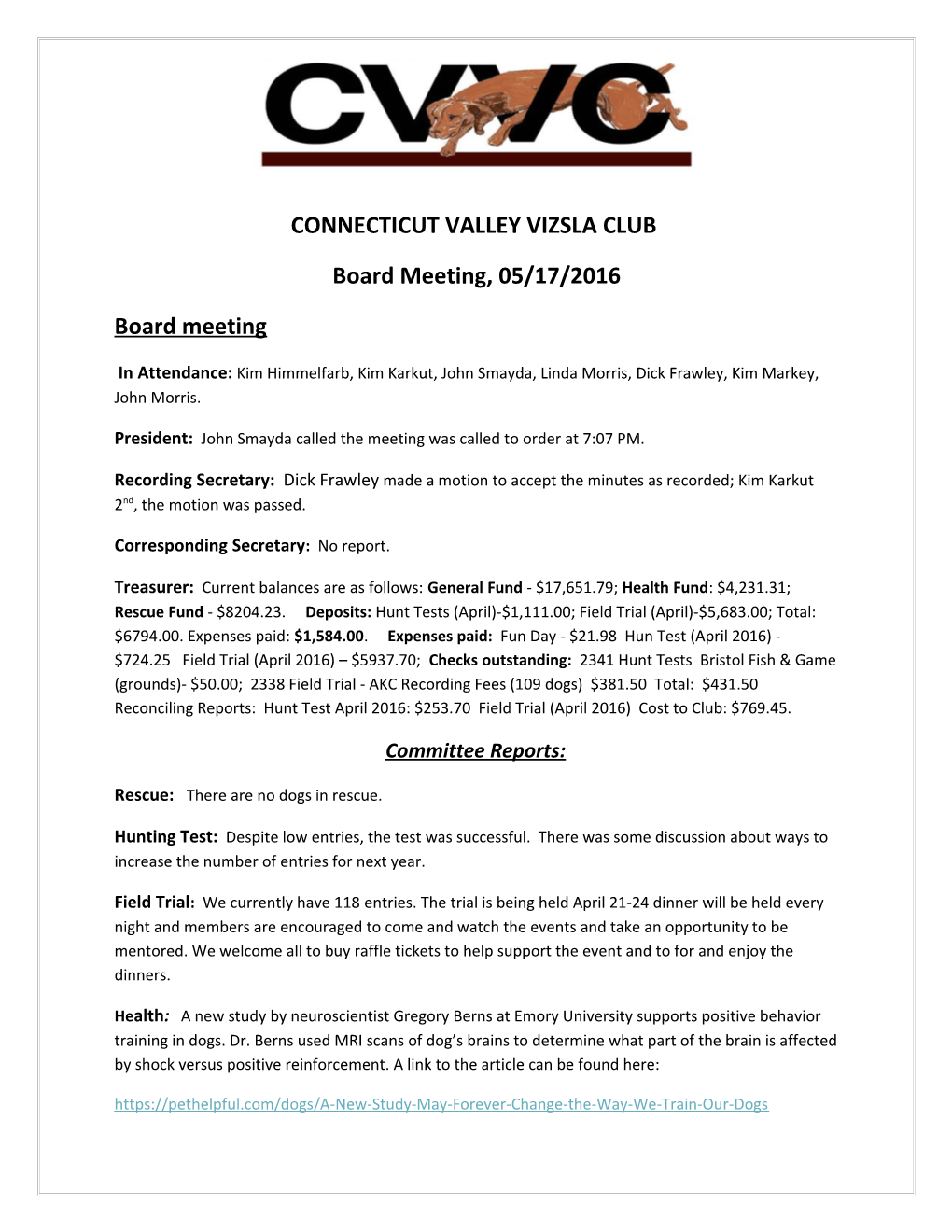 Connecticut Valley Vizsla Club