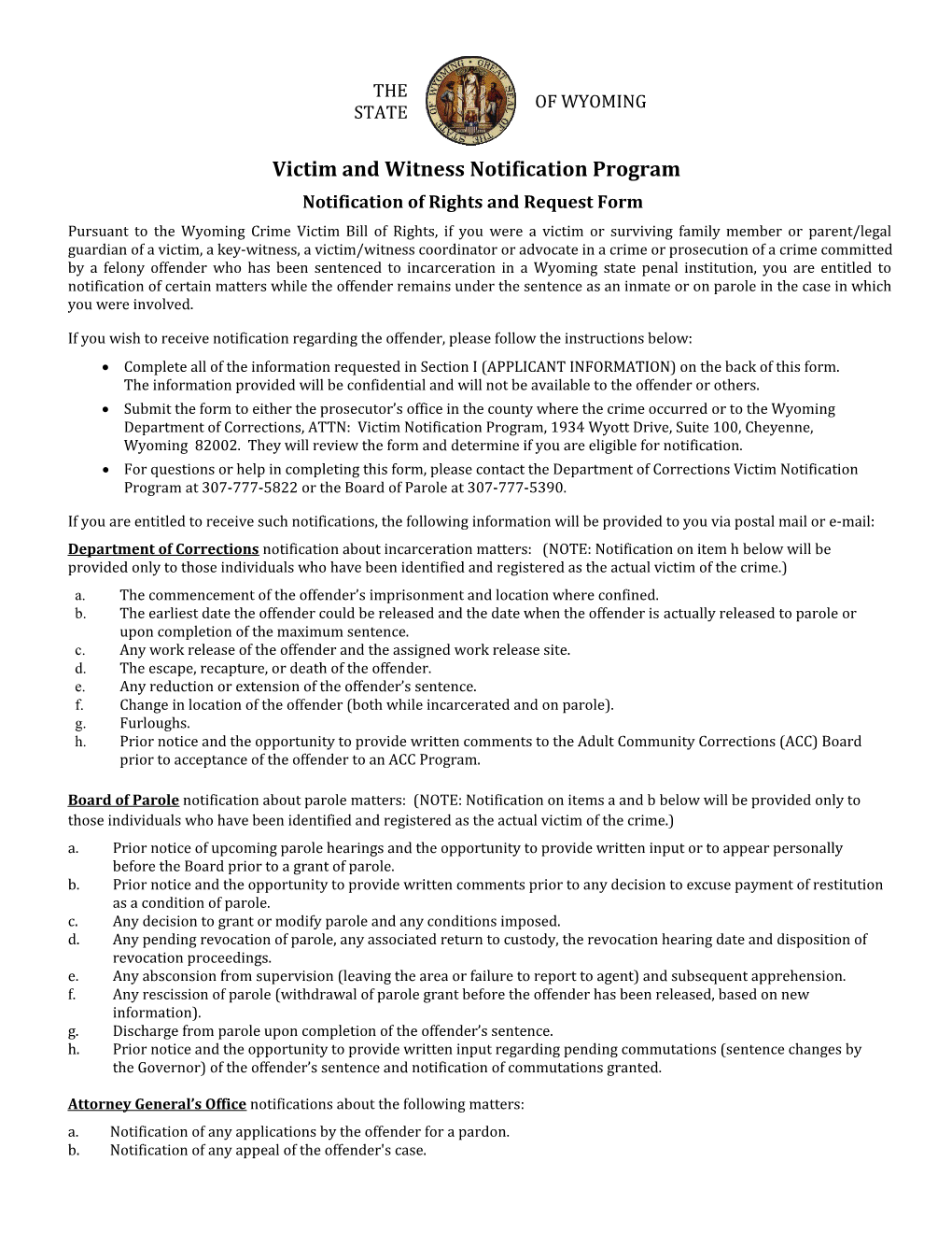 Victim and Witness Notification Program