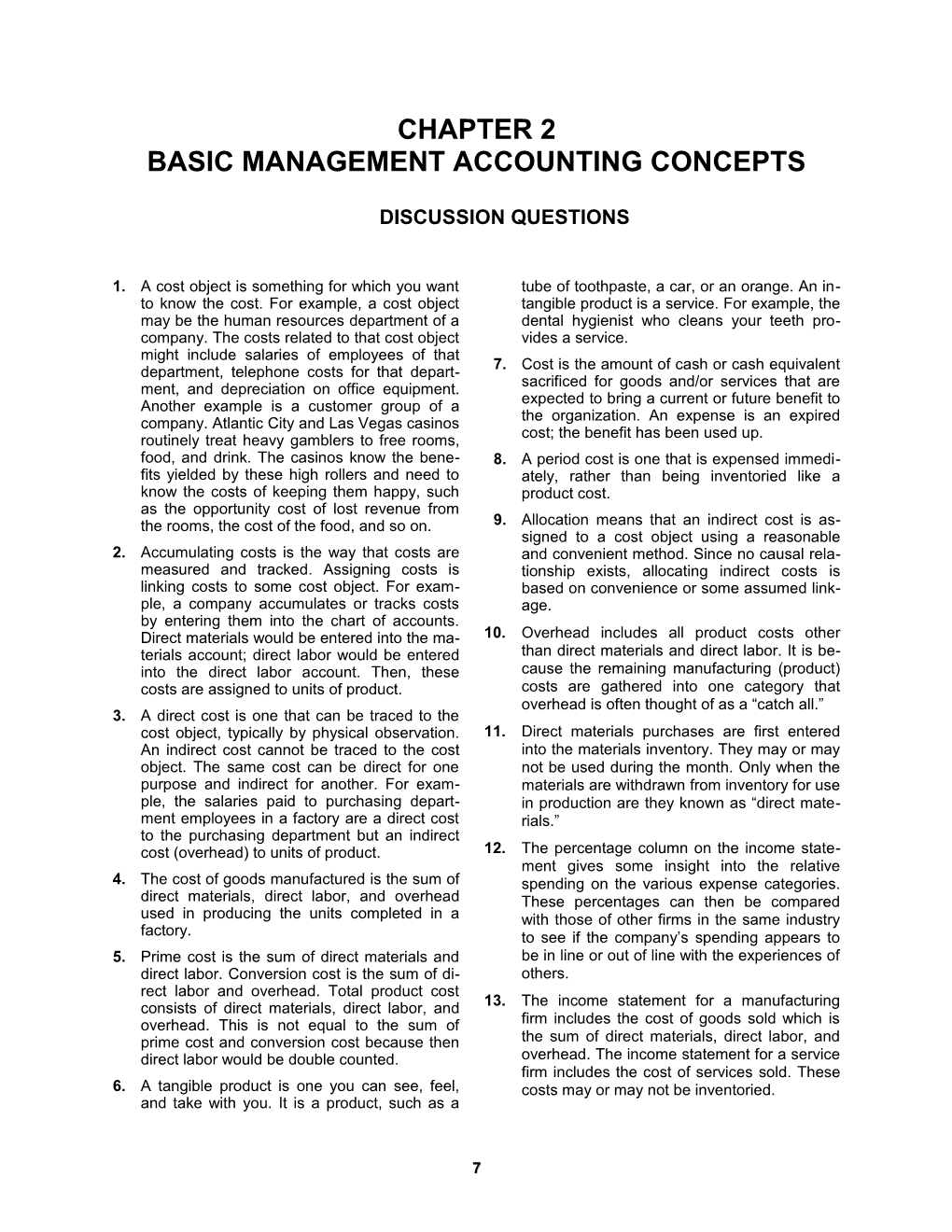 Chapter 2Basic Management Accounting Concepts