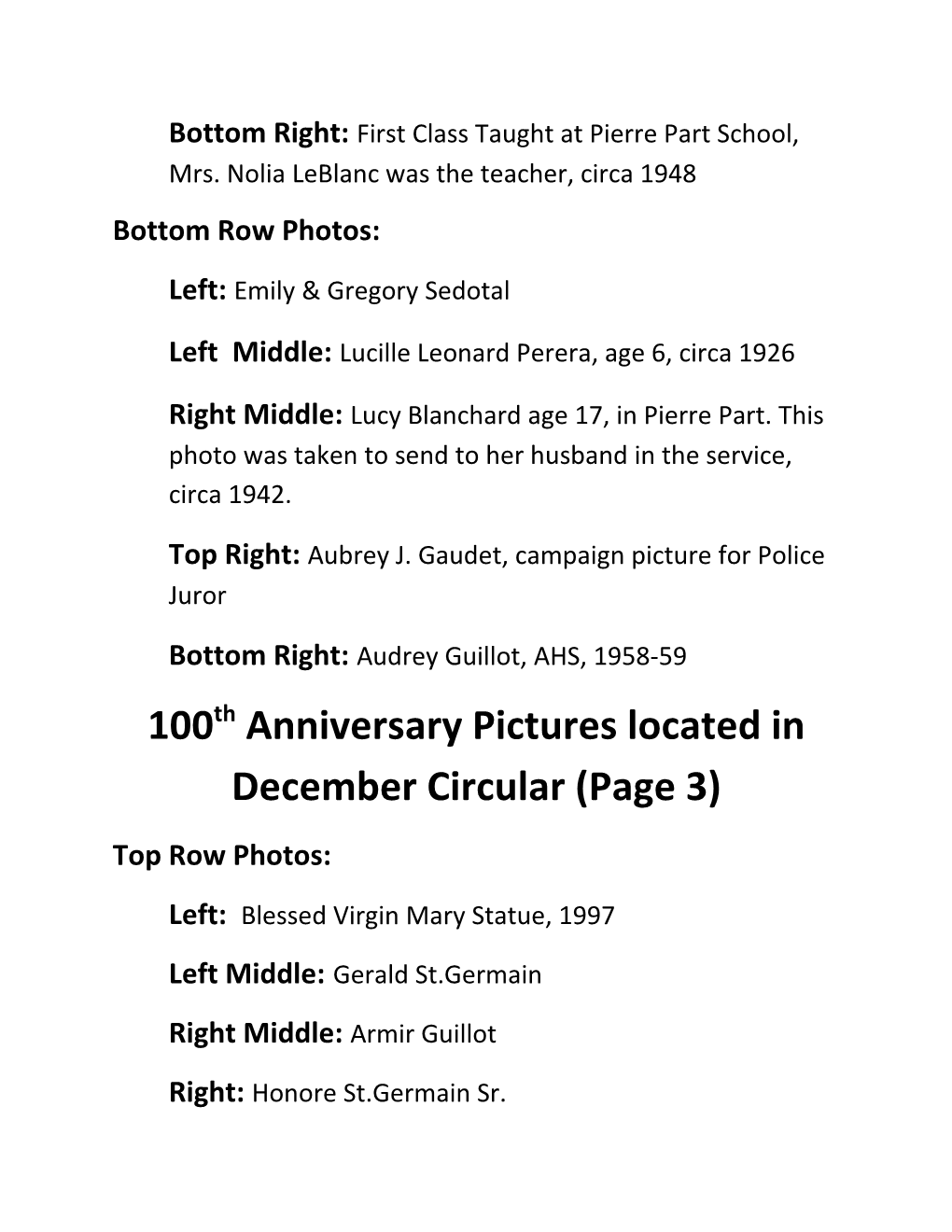 100Th Anniversary Pictures Located in December Circular (Page 1)