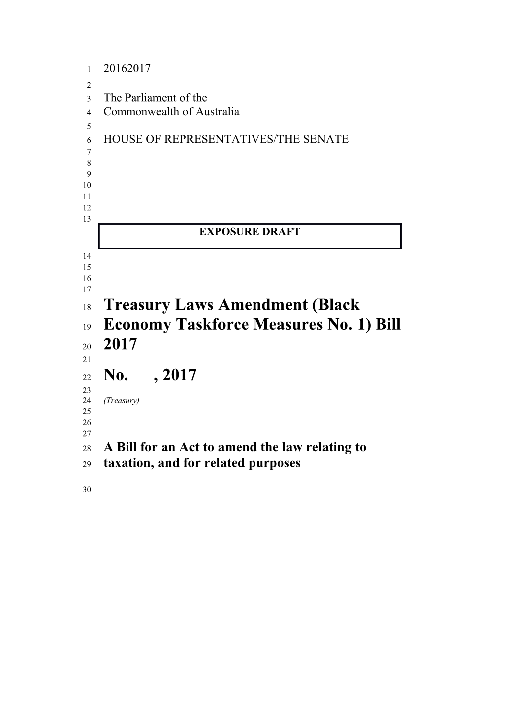 Treasury Laws Amendment (Black Economy Taskforce Measures No. 1) Bill 2017