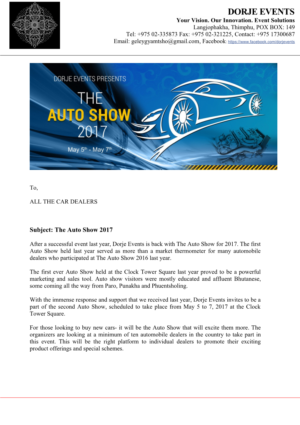Subject: the Auto Show 2017