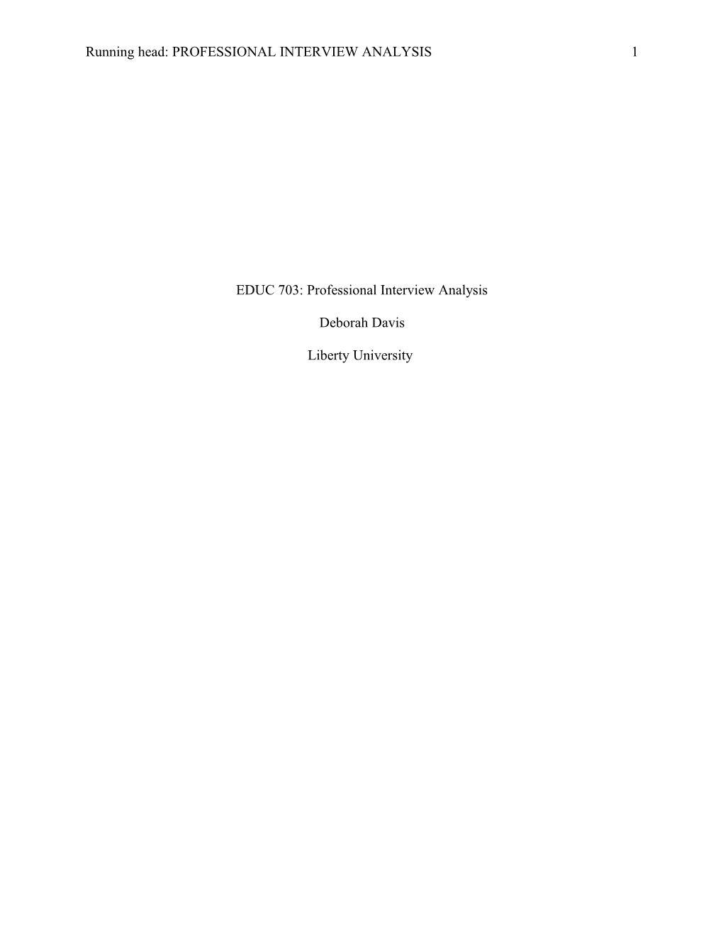 EDUC 703: Professional Interview Analysis