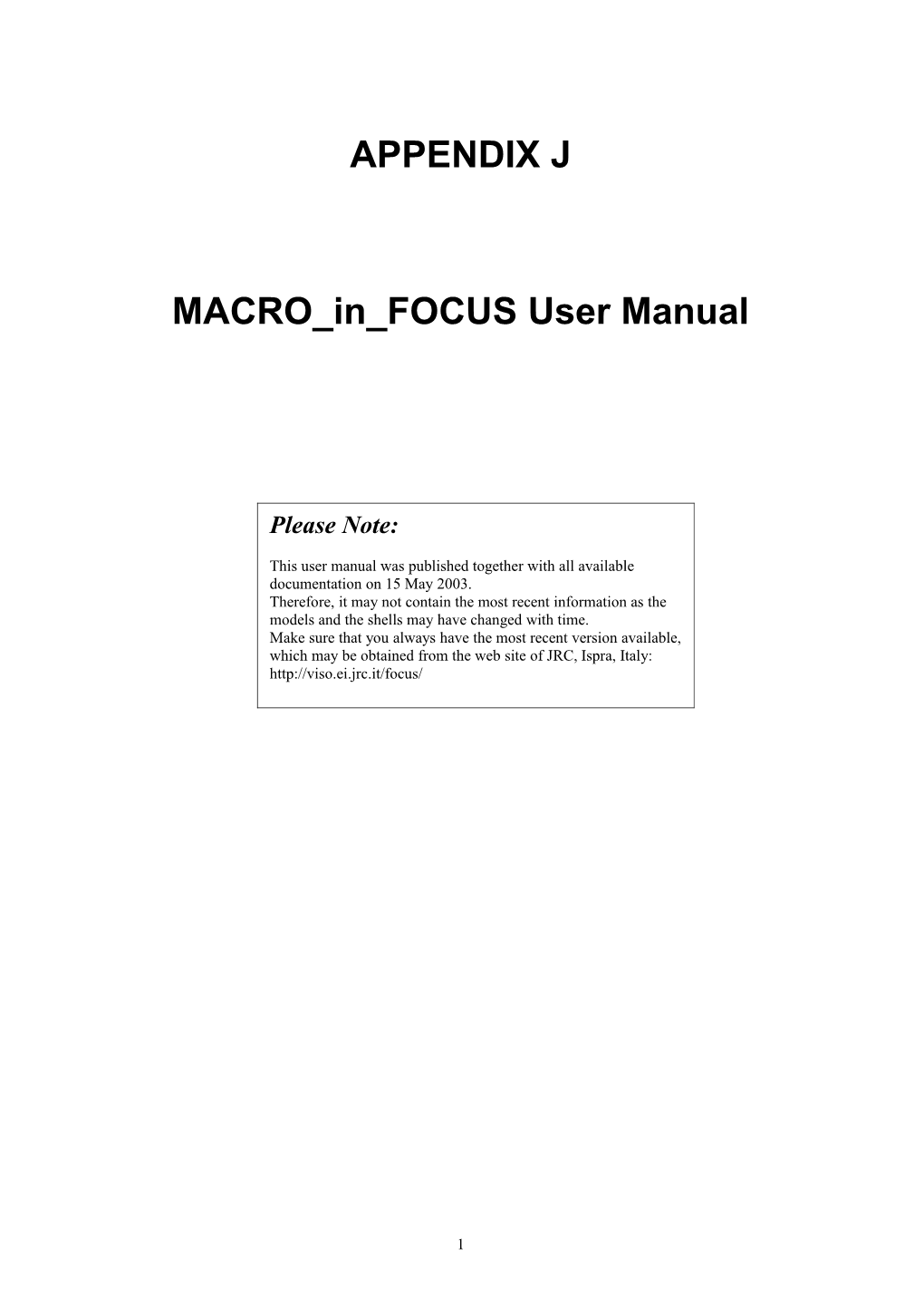 MACRO in FOCUS : User Guide
