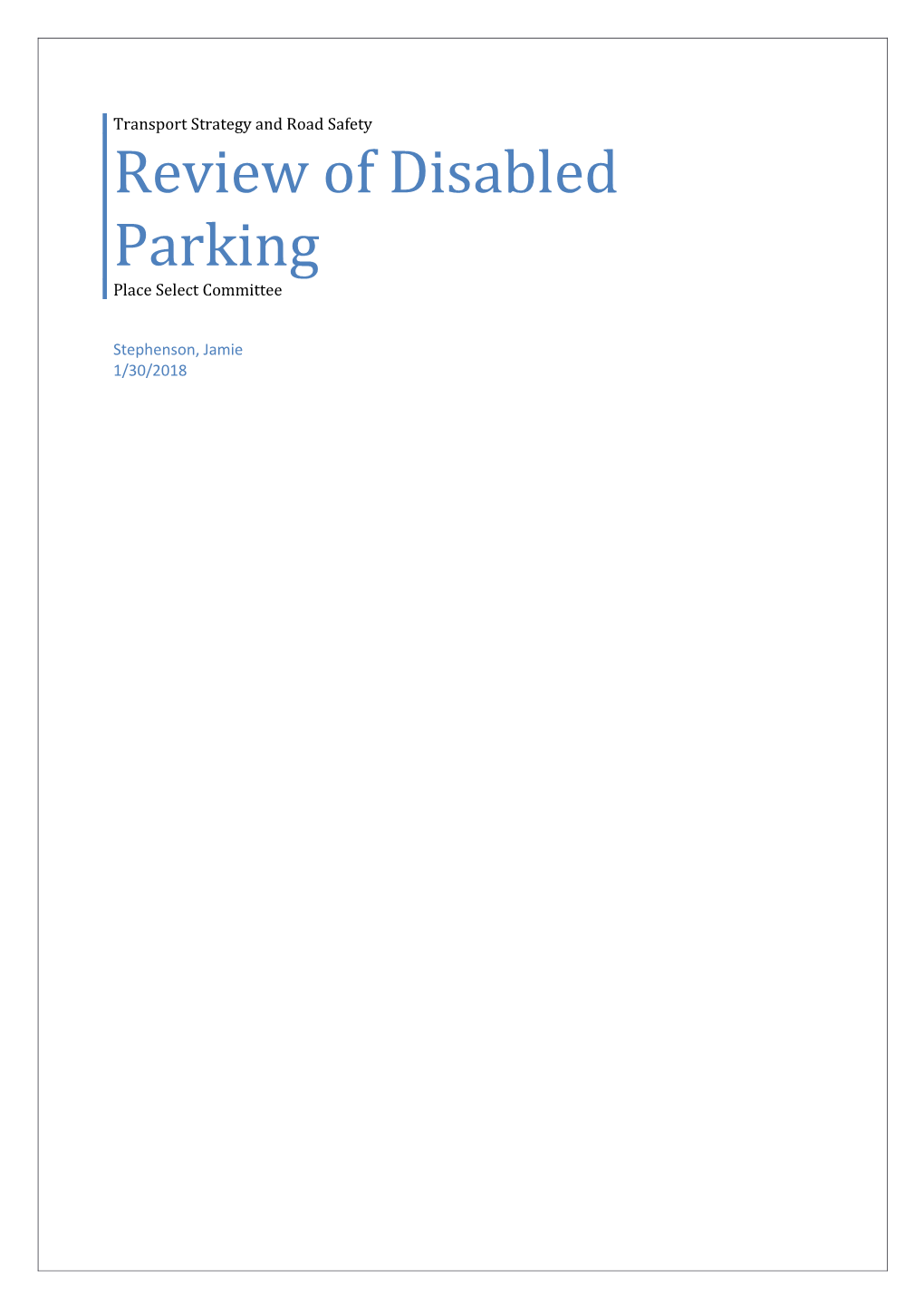 Review of Disabled Parking