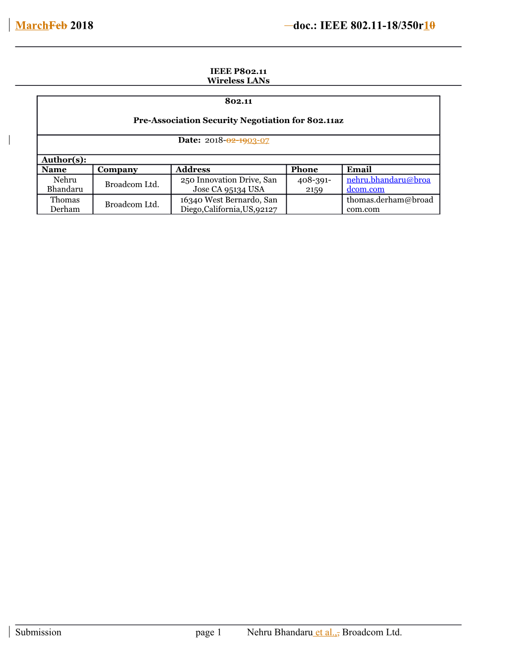 Marchfeb 2018 Doc.: IEEE 802.11-18/350R 10