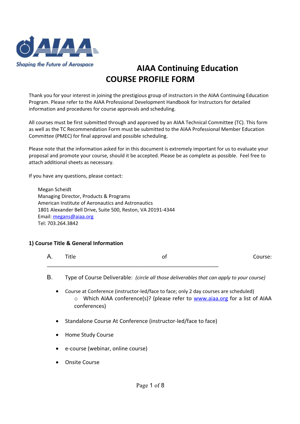 AIAA CE Course Profile