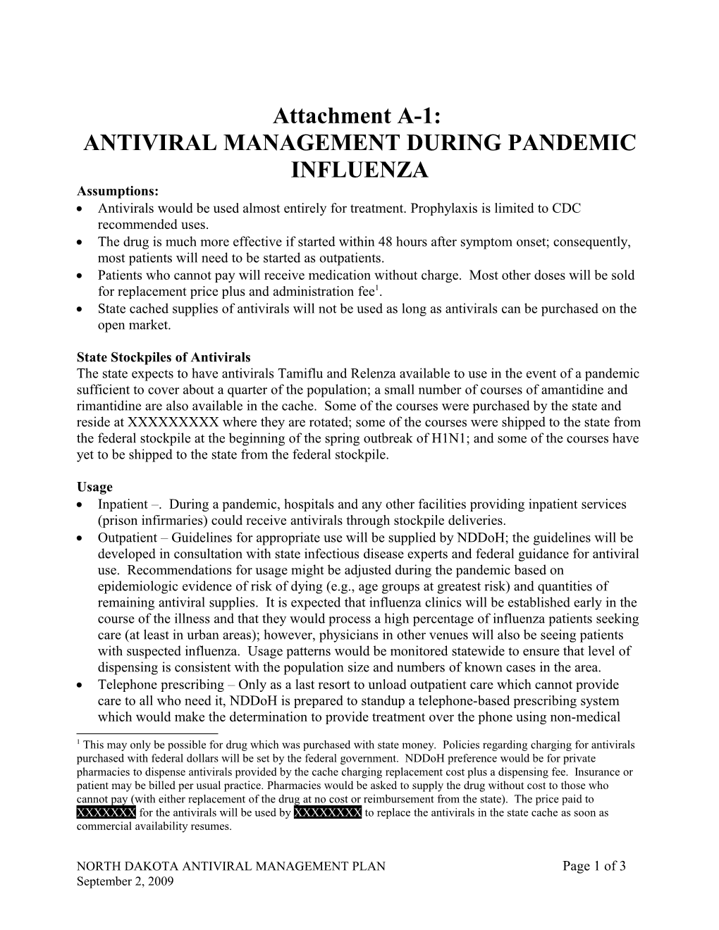 Attachment A-1 Antiviral Distribution Plan