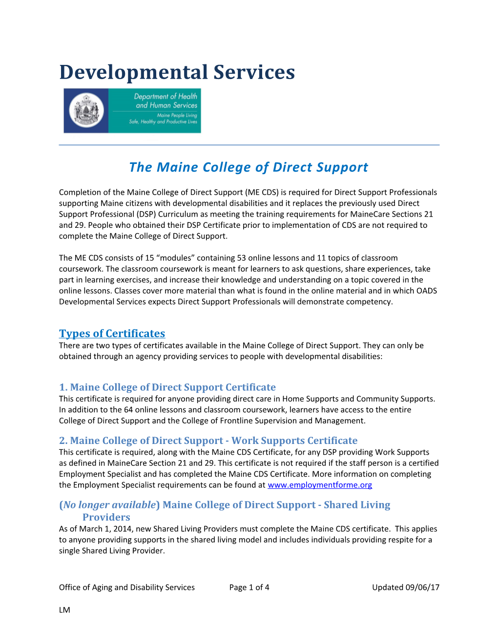 The Maine College of Direct Support