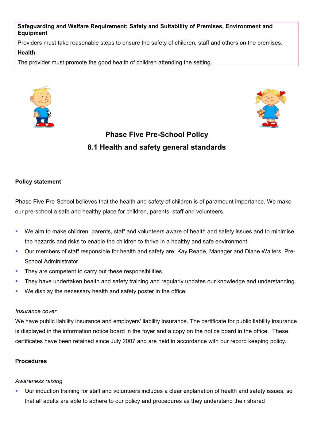 Phase Five Pre-School Policy