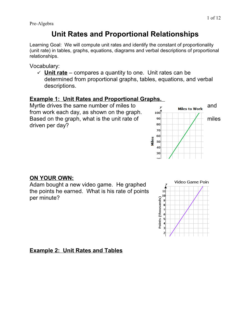 Unit Rates and Proportional Relationships