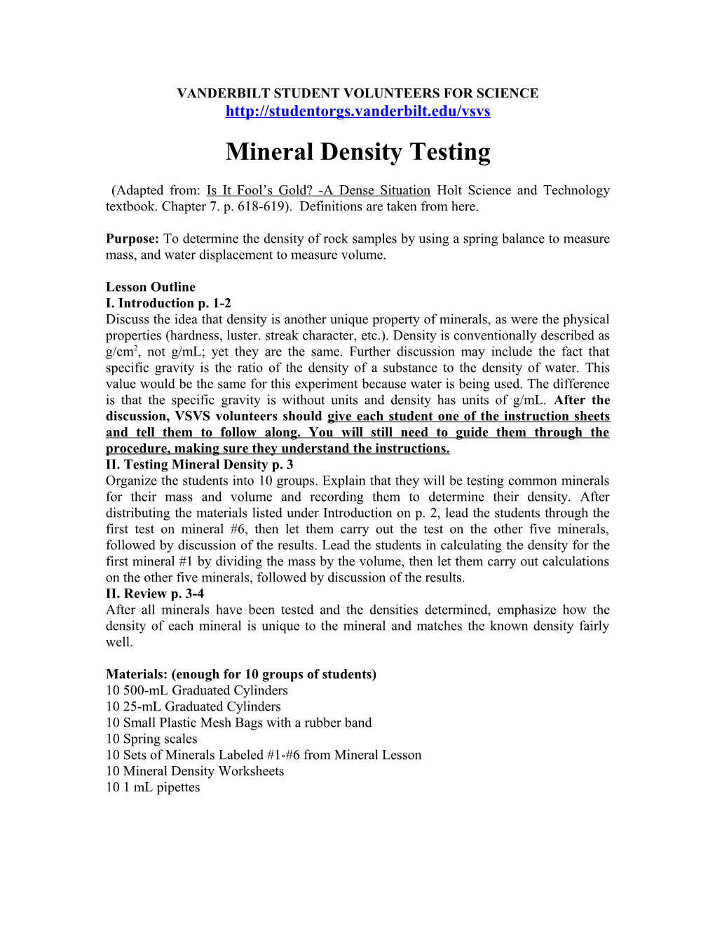 Mineral Density Testing