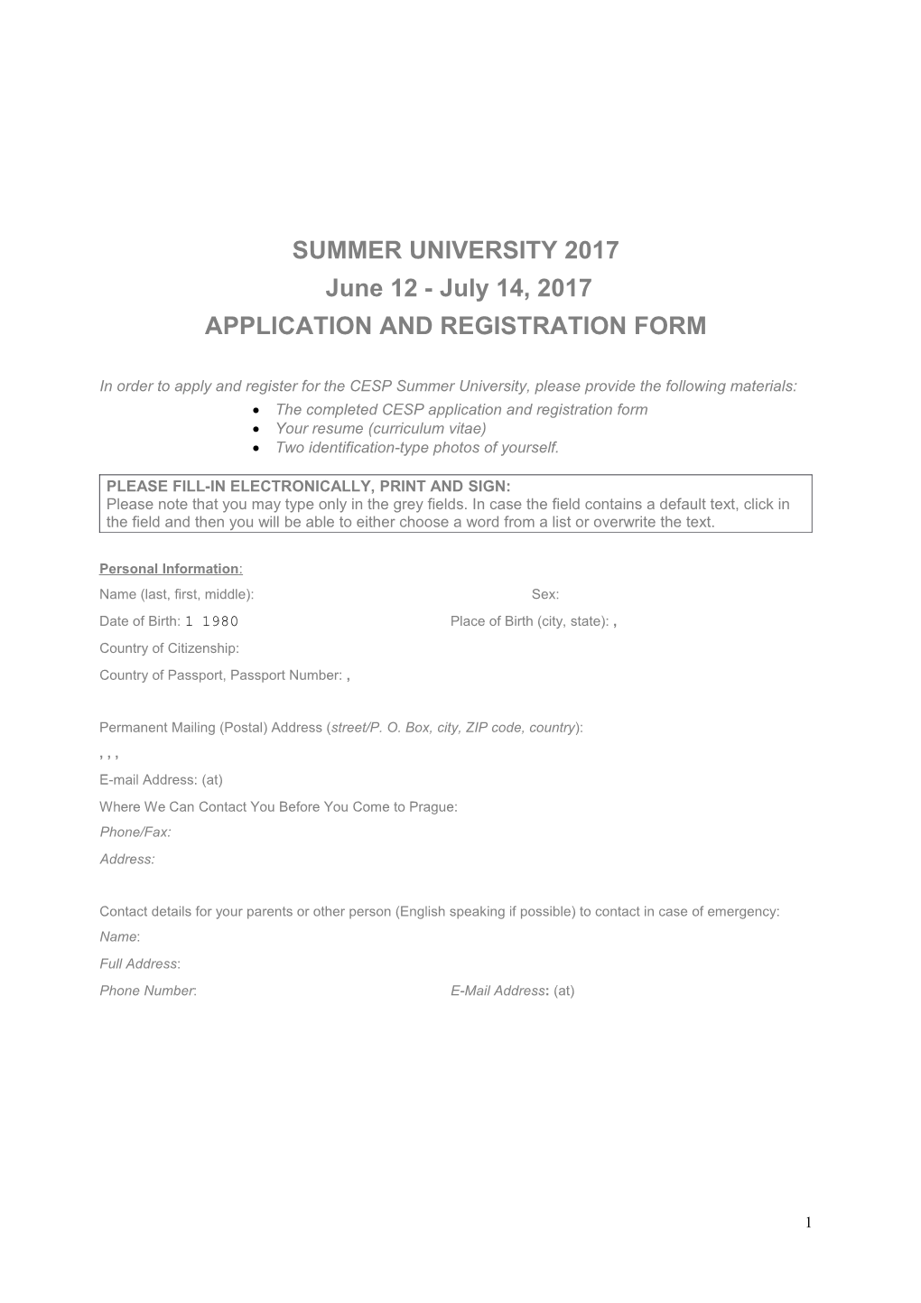 Application and Registration Form s1
