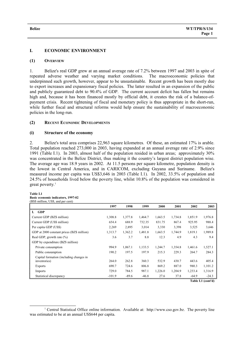 I. Economic Environment s3