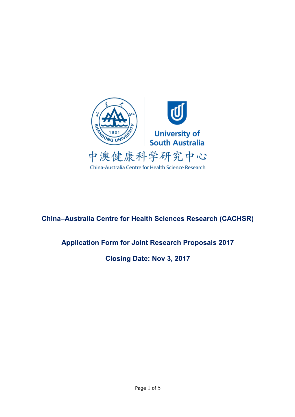 China Australia Centre for Health Sciences Research (CACHSR)