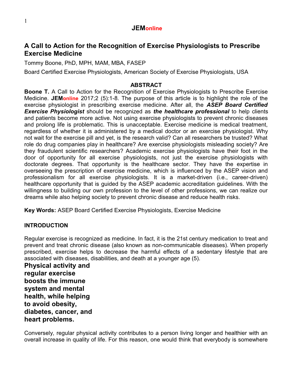 A Call to Action for the Recognition of Exercise Physiologists to Prescribe Exercise Medicine