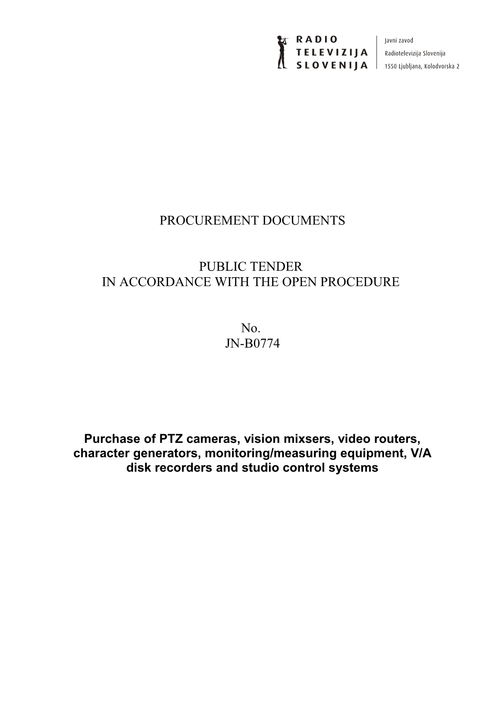 Procurement Documents JN-B0774