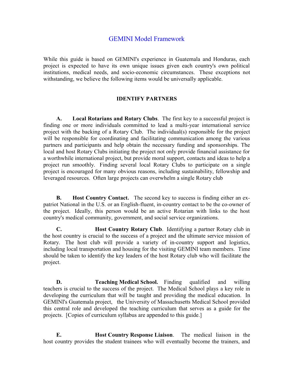 GEMINI Model Framework