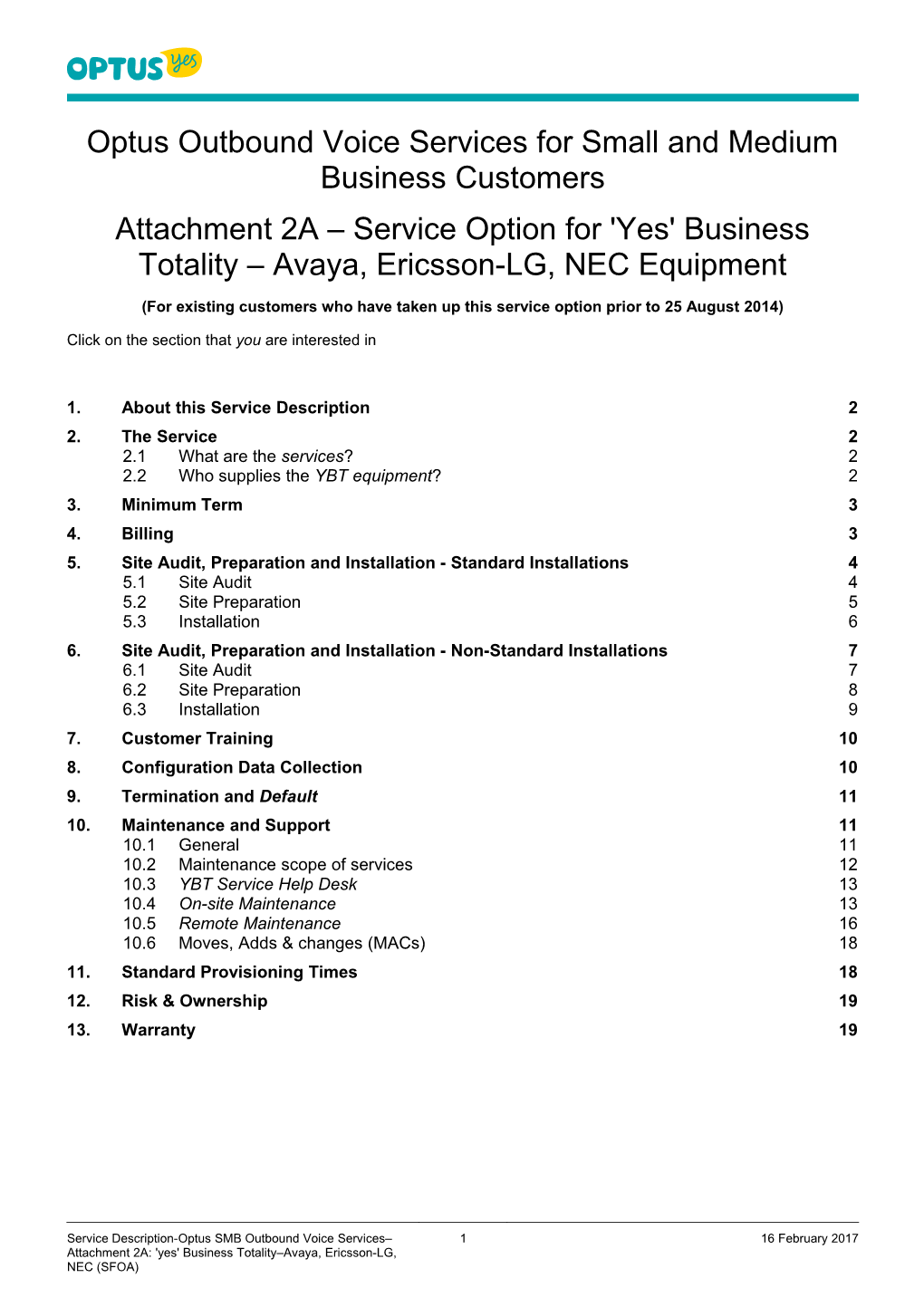 Optus Outbound Voice Services for Small and Medium Business Customers