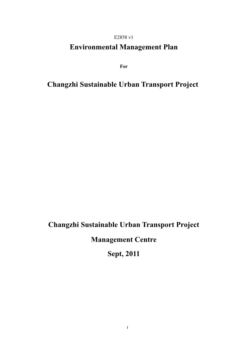 World Bank Loan Changzhi Sustainable Urban Transport Project