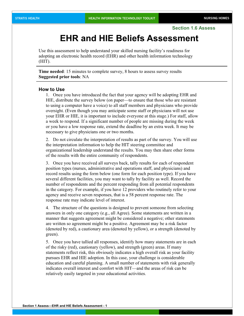 1 EHR and HIE Beliefs Assessment