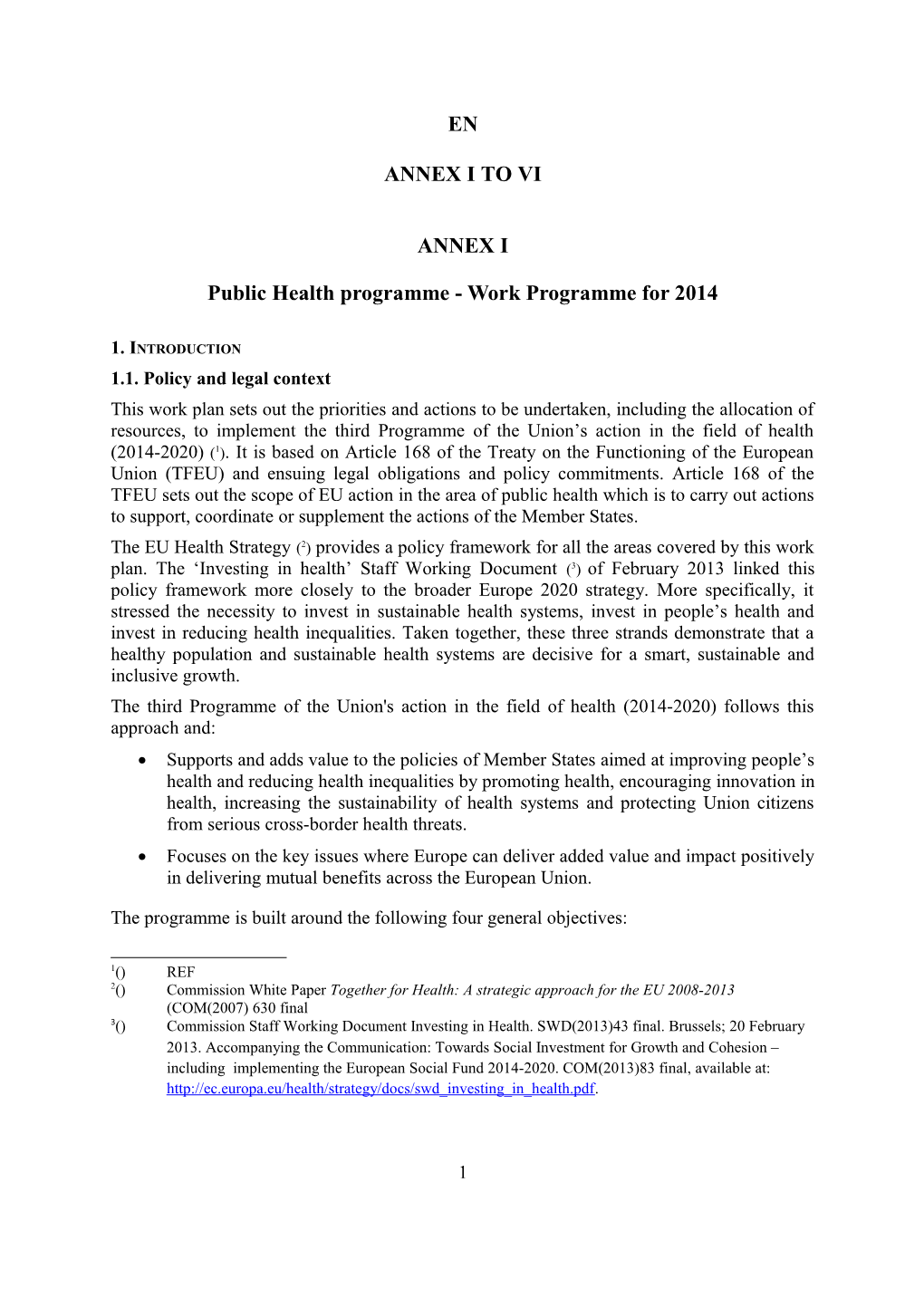 Public Health Programme - Work Programme for 2014