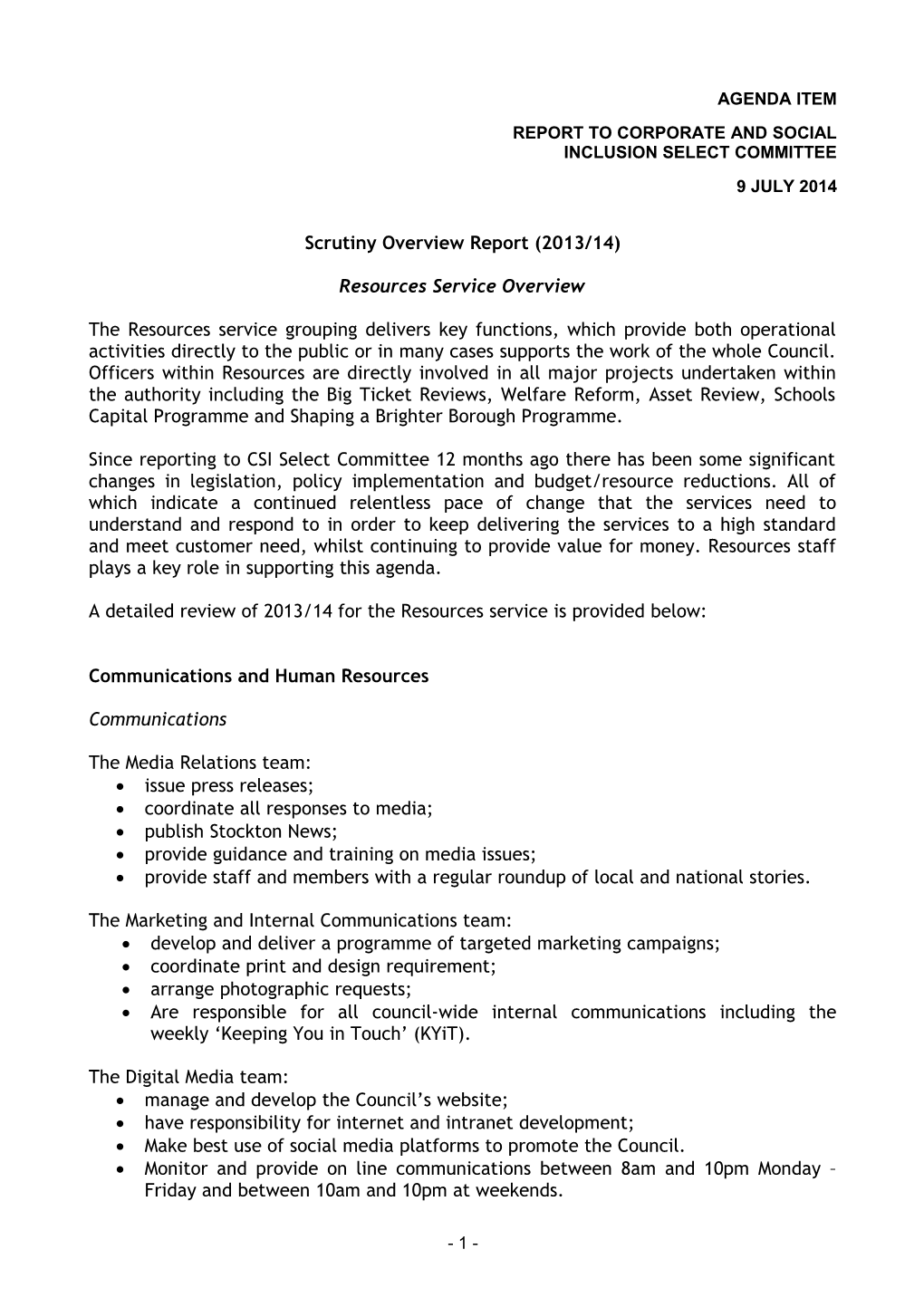 Scrutiny Overview Report (2009/10 YTD)