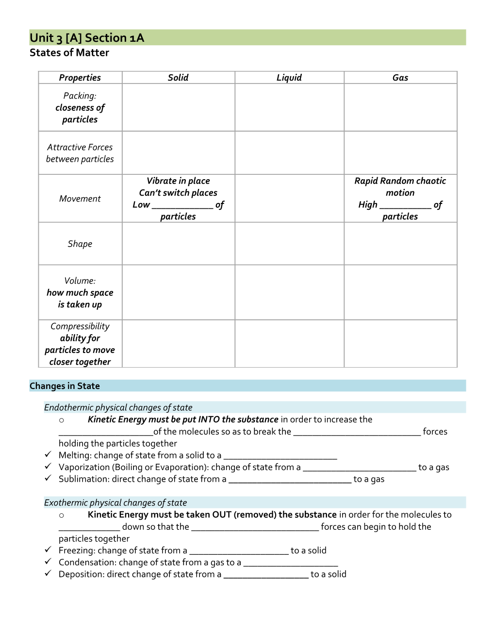 Unit 3 a Section 1A