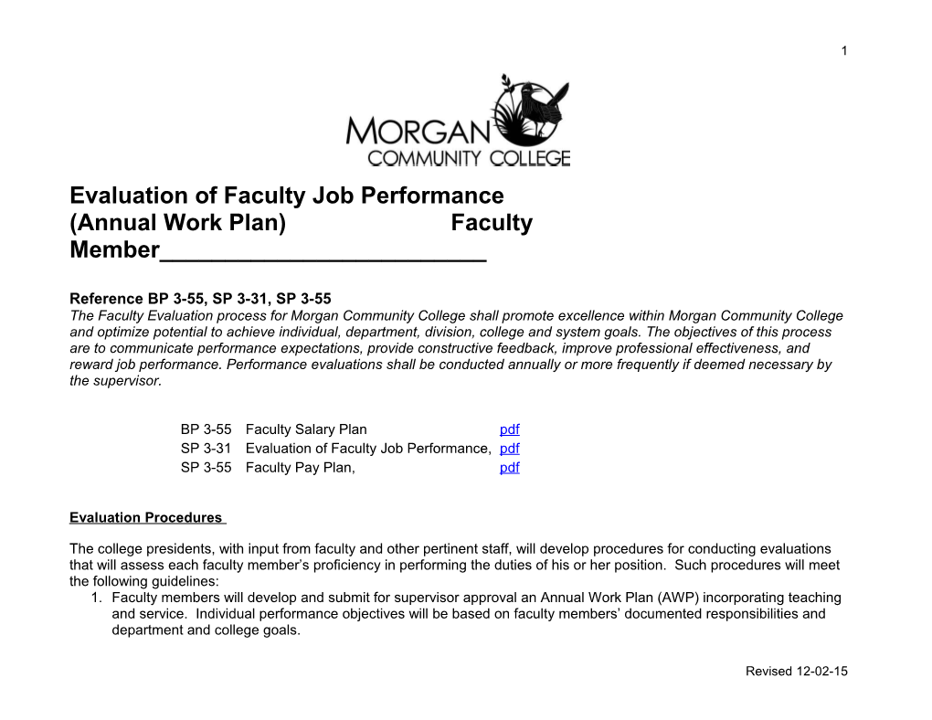 Evaluation of Faculty Job Performance