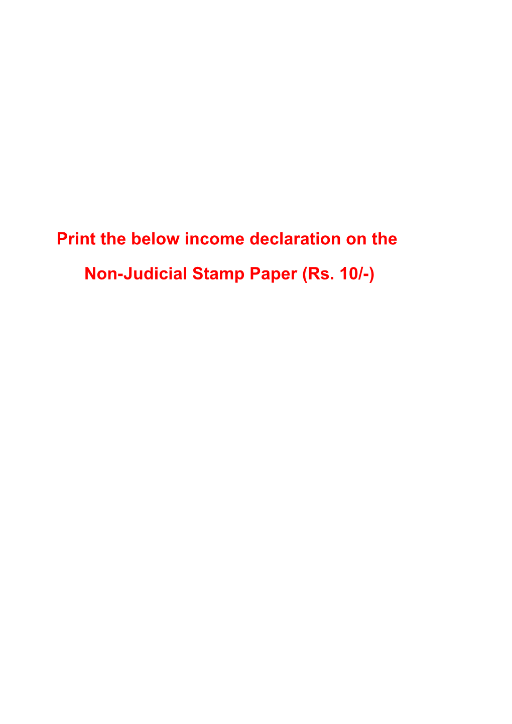 Income Declaration Form