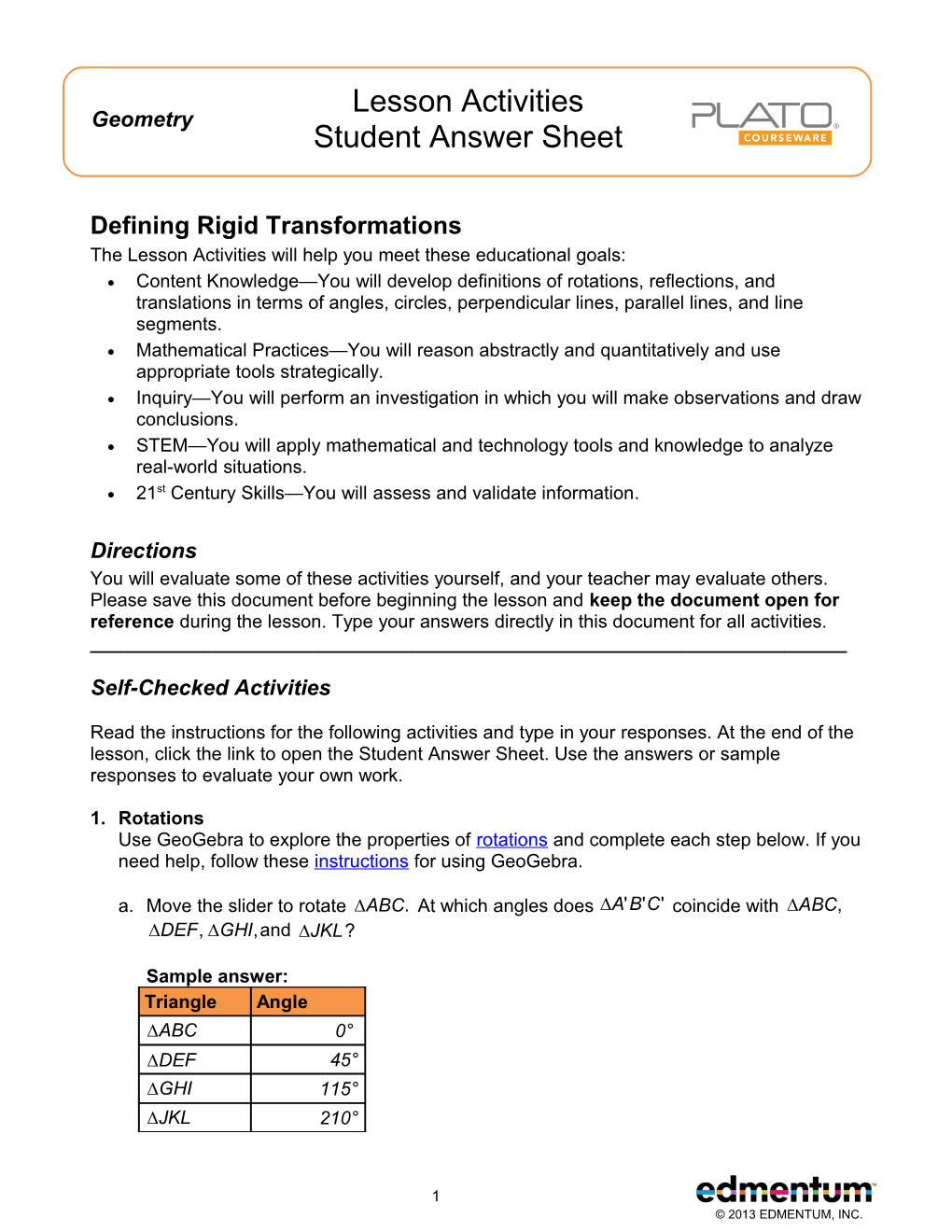 Defining Rigid Transformations