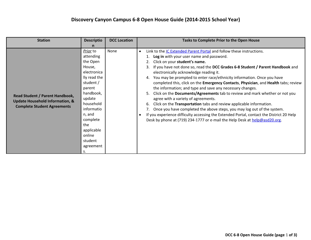 Discovery Canyon Campus 6-8 Open House Guide (2014-2015 School Year)