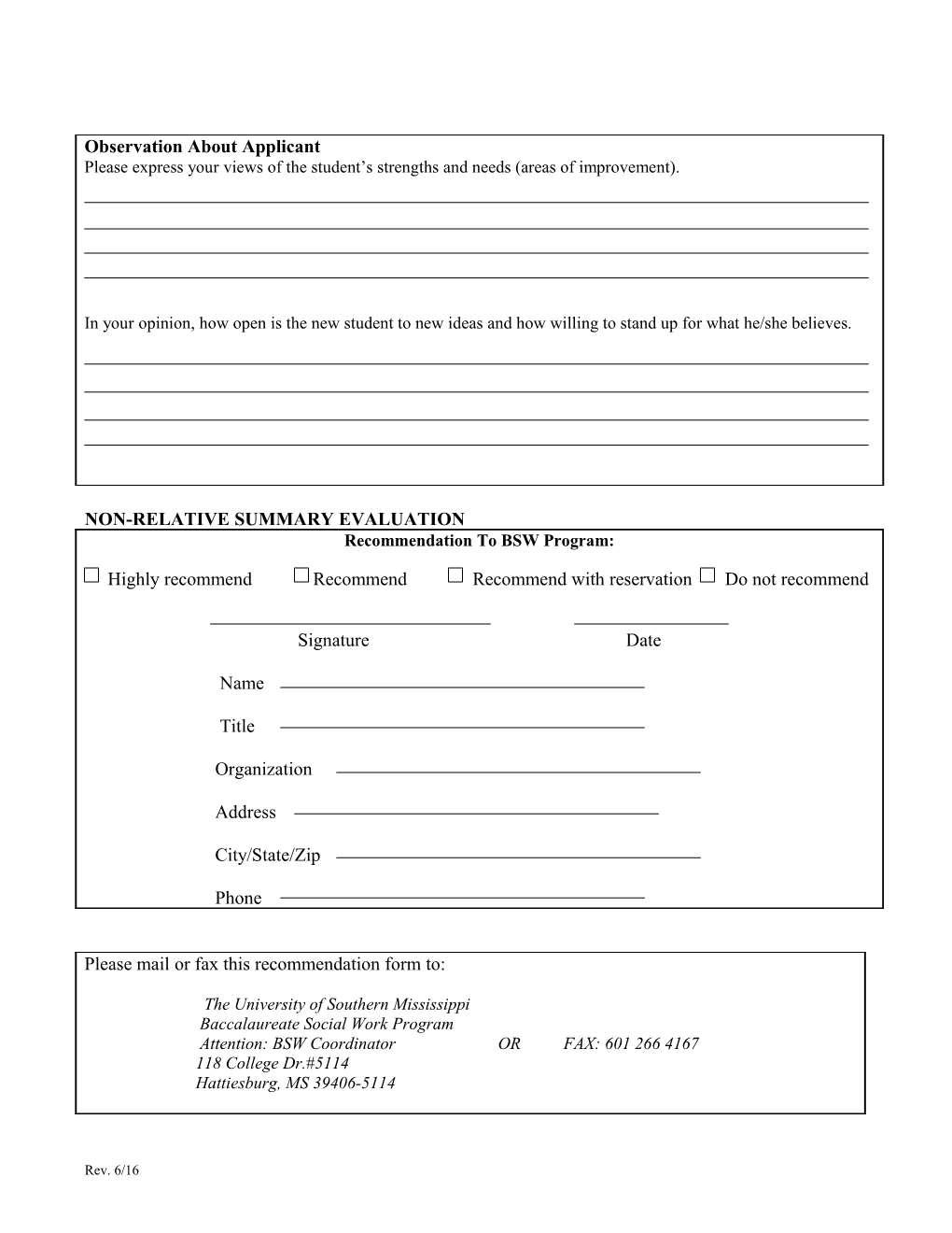 Recommendation Form s1