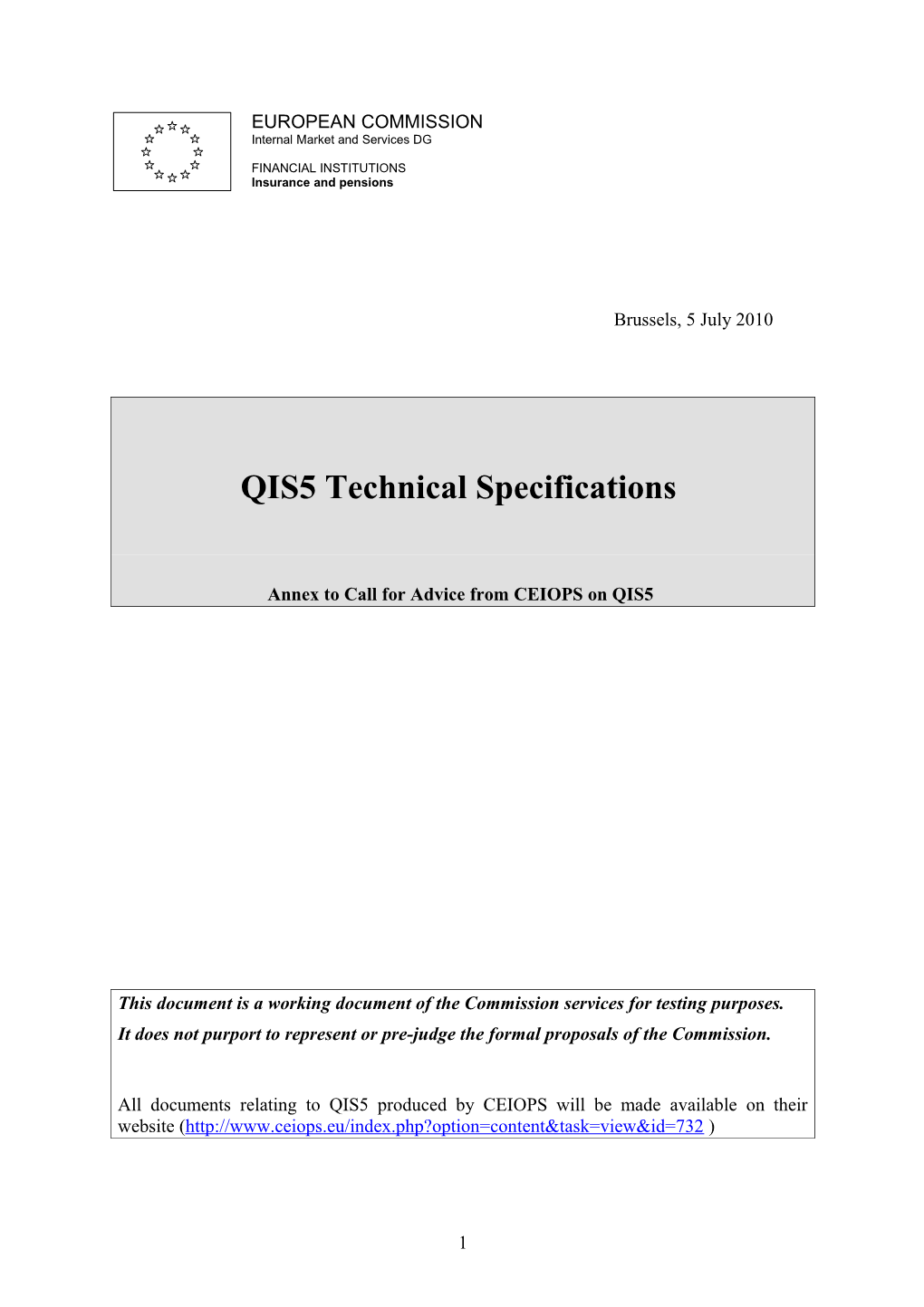 Adapted Technical Specifications Linked to Spreadsheet Solo