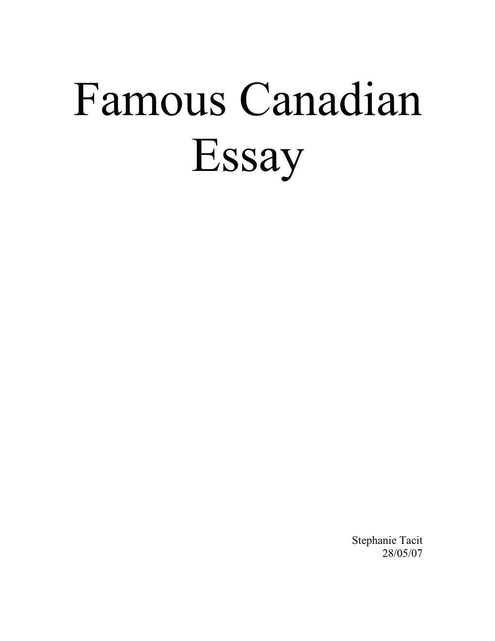 Famous Canadian Essay