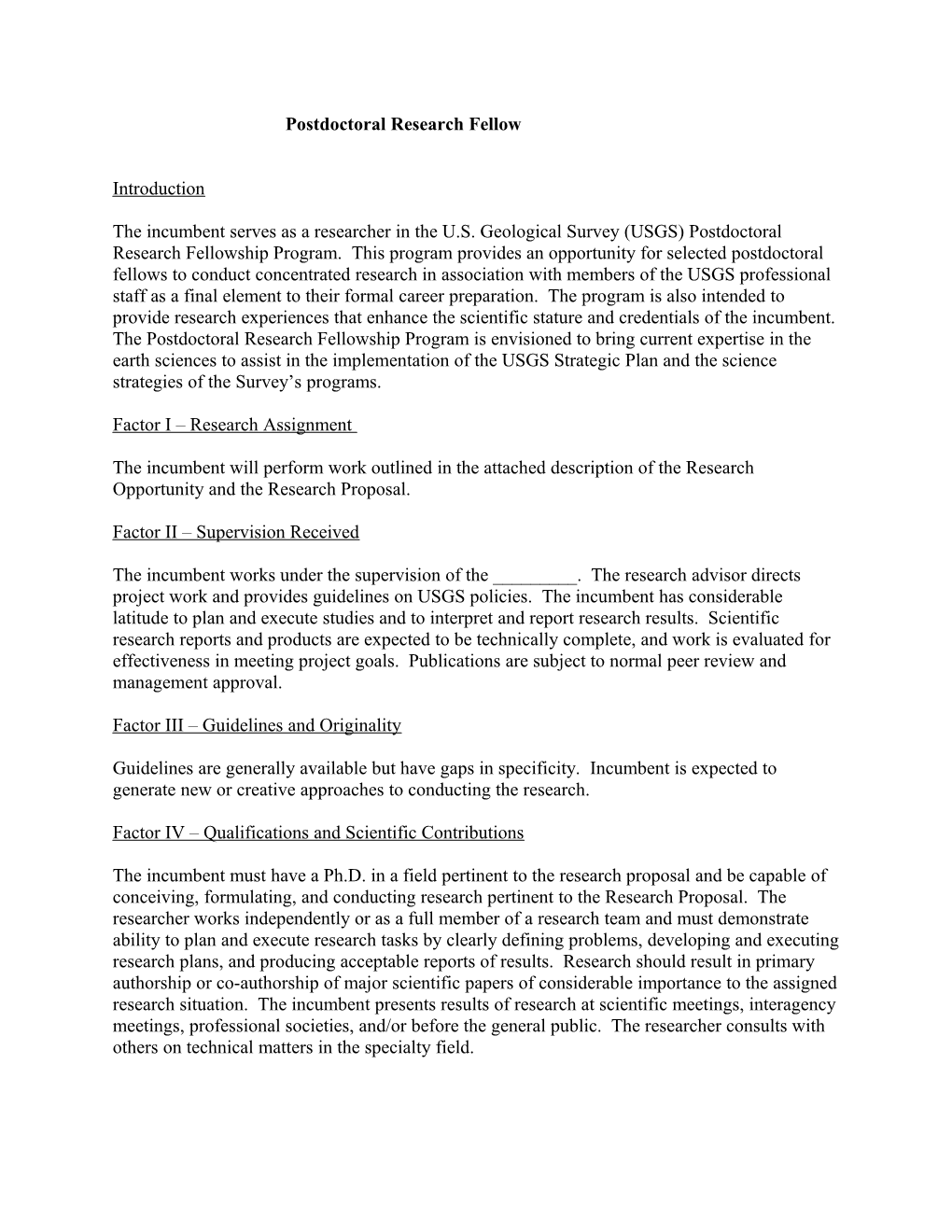 Mendenhall Postdoctoral Research Fellow