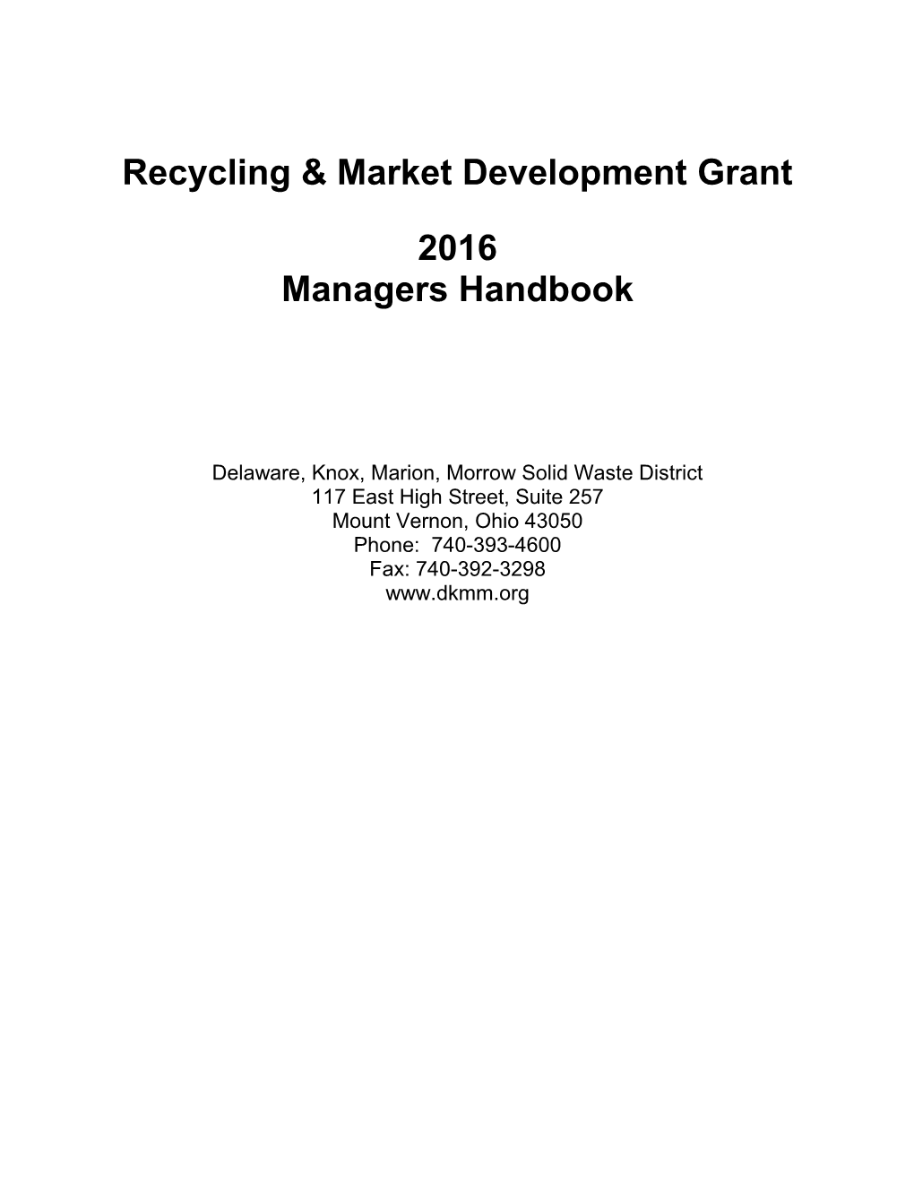 2006 CD/MDG Managers Manual