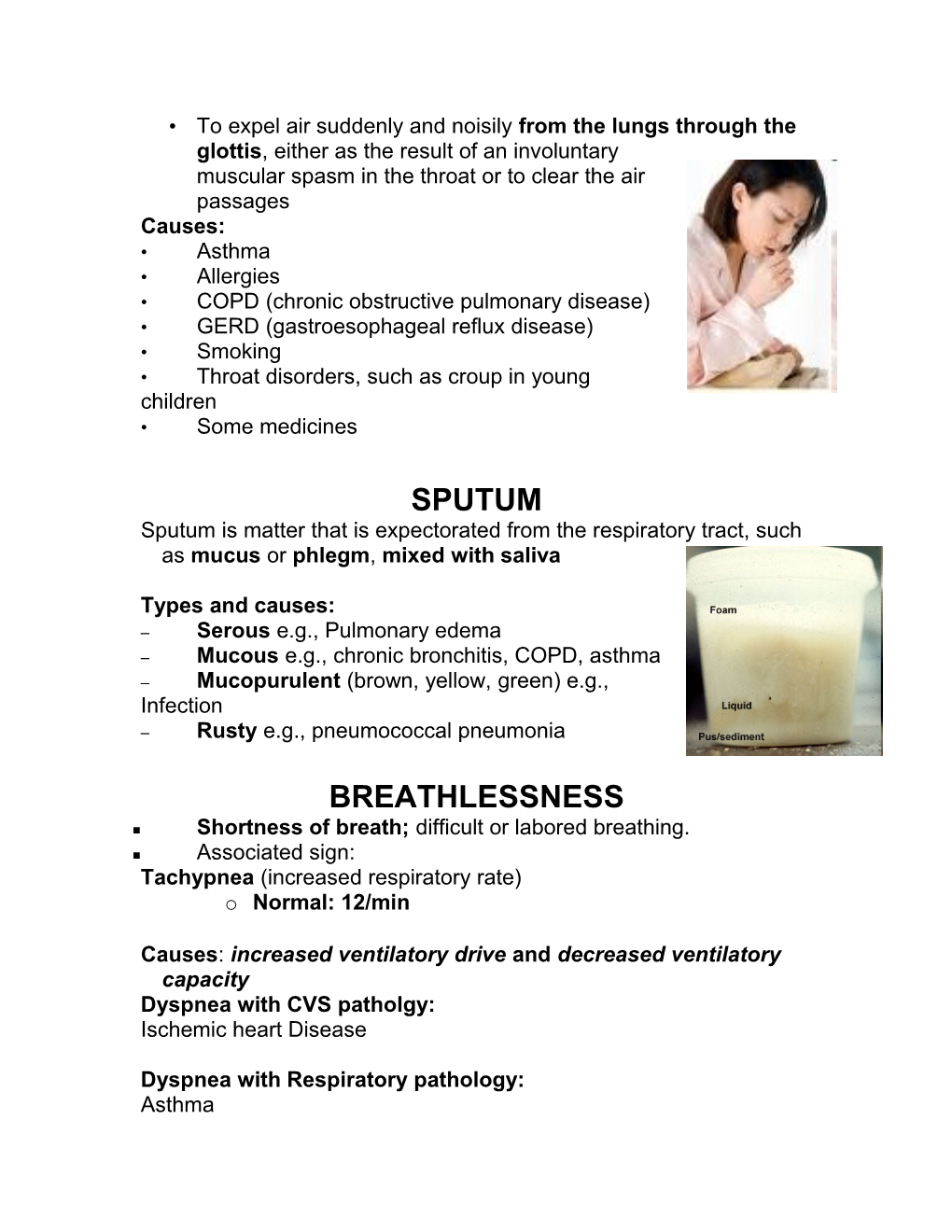 Signs and Symptoms of Respiratory Diseases