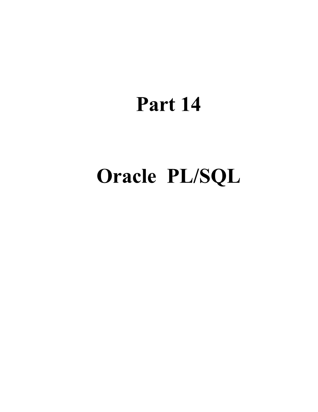 Part 14 - Oracle PL/SQL
