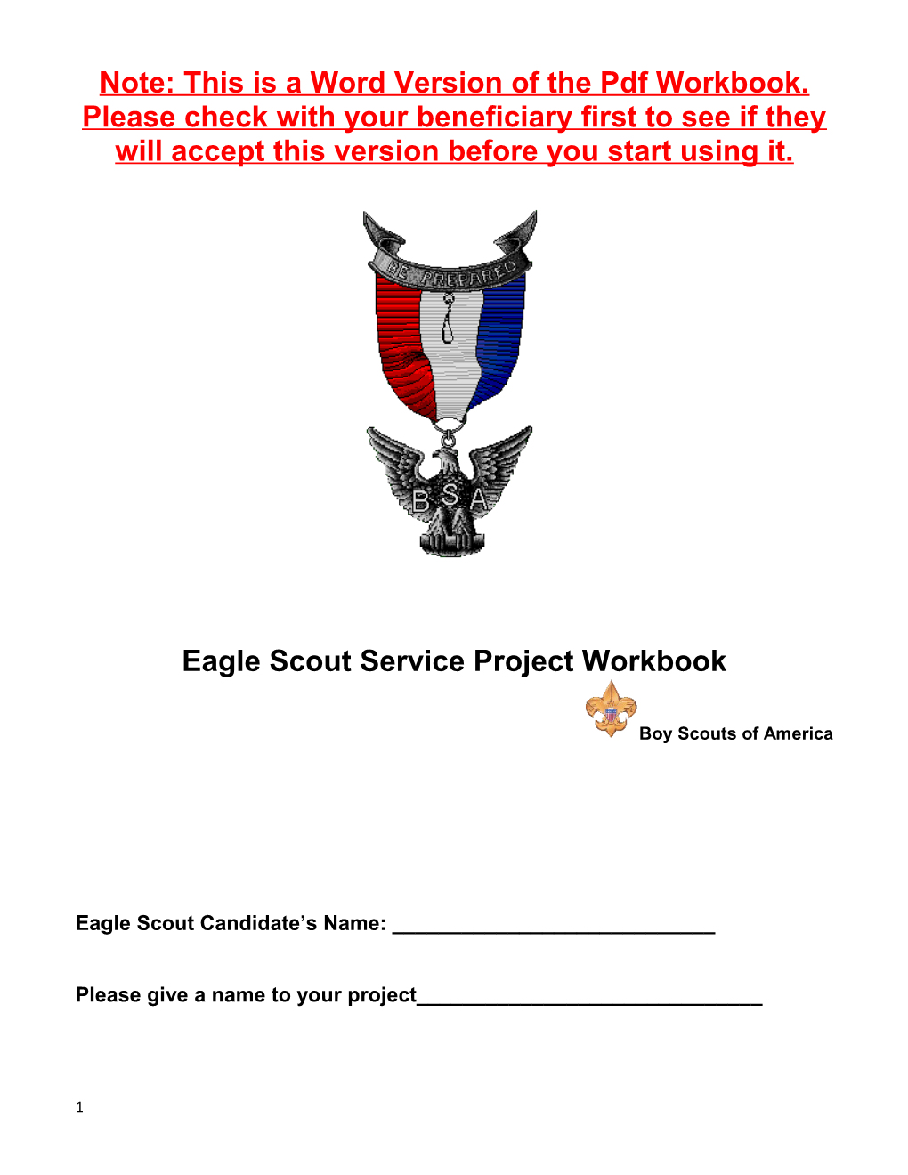 Eagle Scout Service Project Proposal