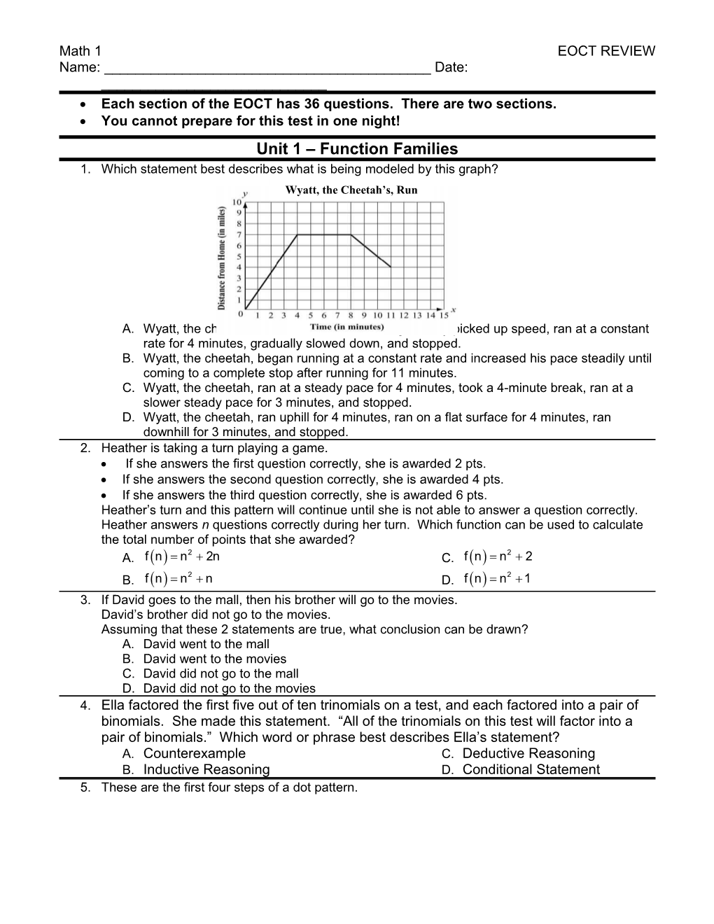 Each Section of the EOCT Has 36 Questions. There Are Two Sections