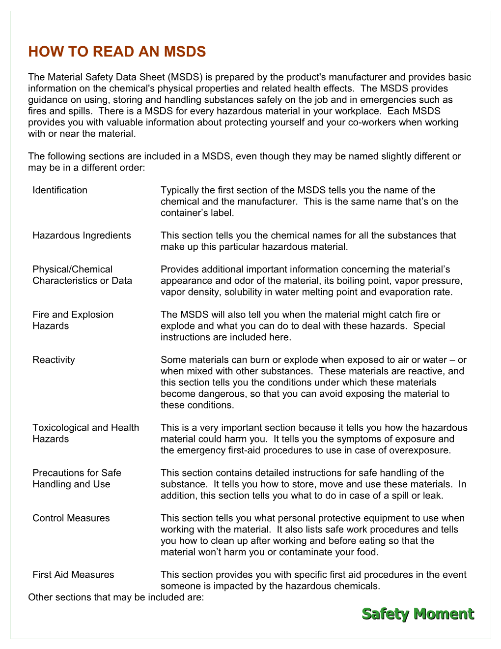 How to Read an Msds