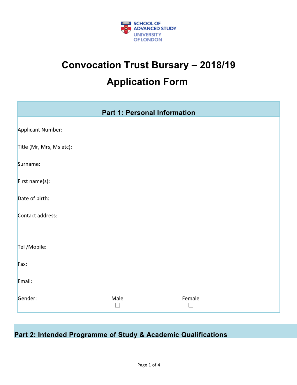 Convocation Trust Bursary 2018/19