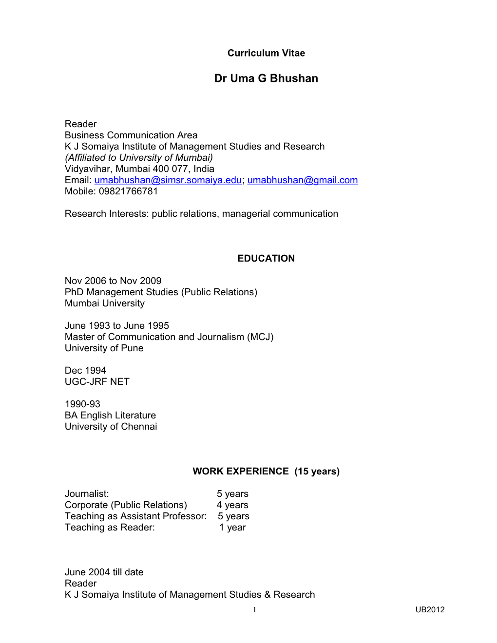 Curriculum Vitae s336